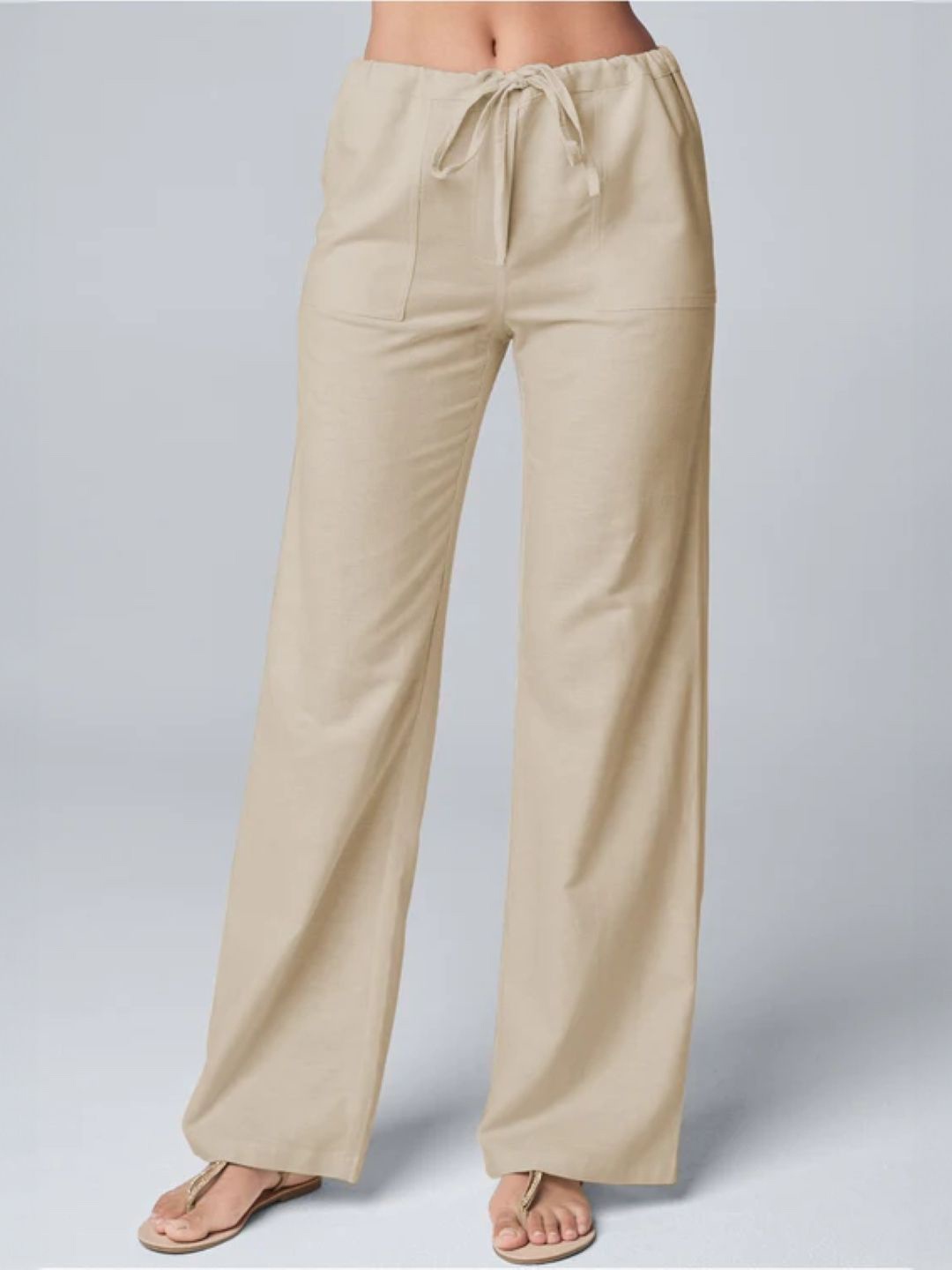 

KPOP Women Relaxed Loose Fit Trousers, Cream
