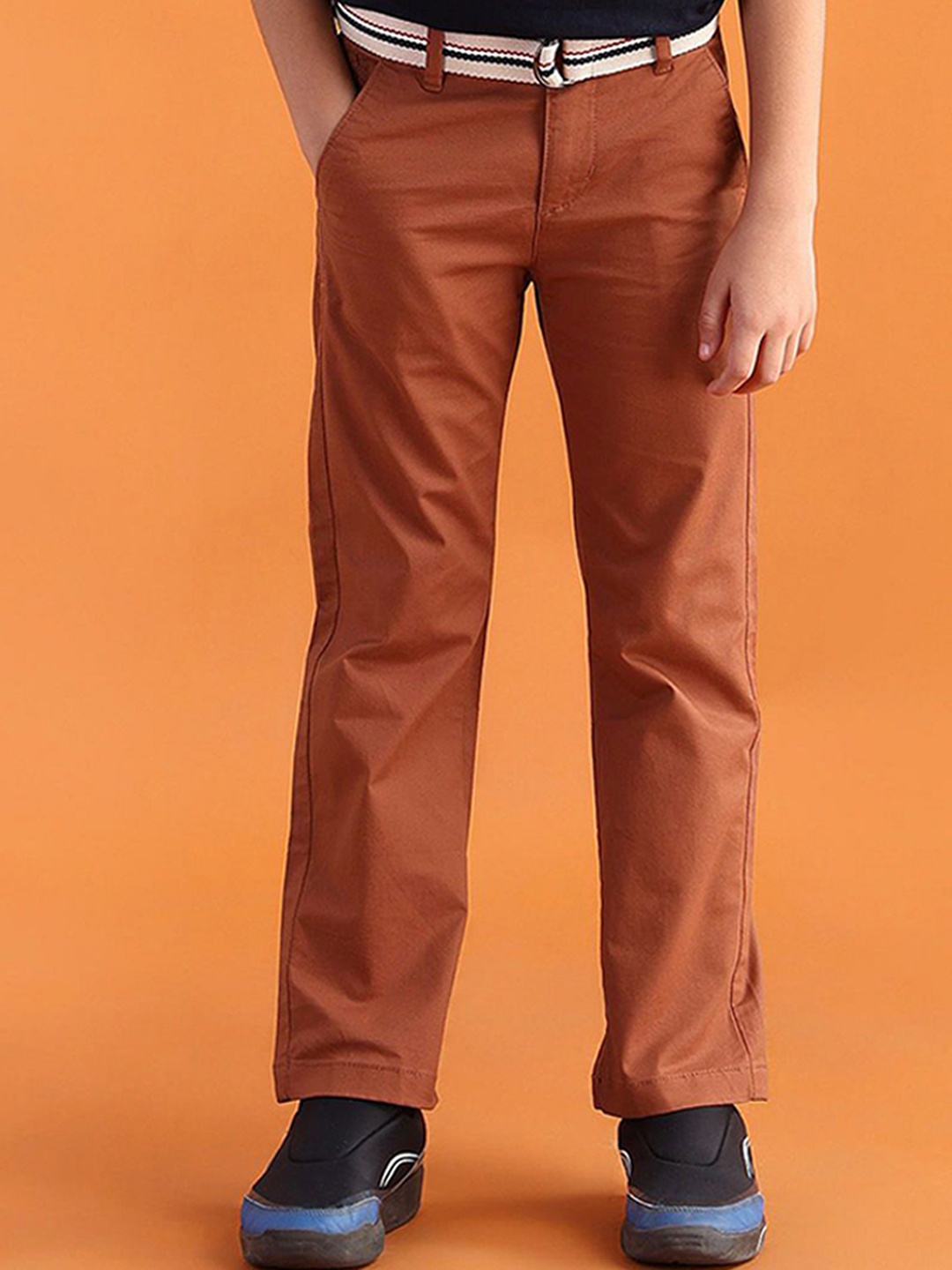 

U.S. Polo Assn. Kids Boys Solid Cotton Urban Slim Regular Fit Trouser, Rust