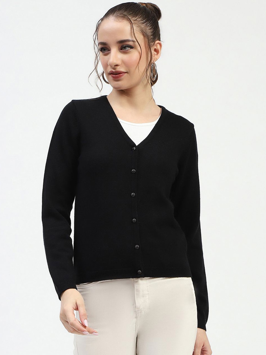 

Madame Women Winter V-Neck Cardigan, Black