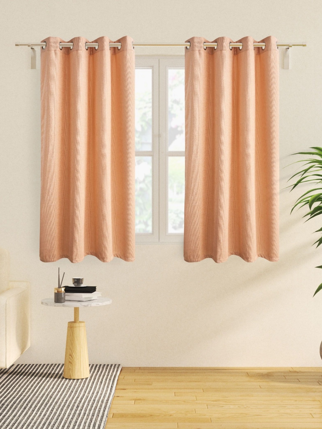 

Home Centre Moda Chenille Peach Room Darkening Window Curtain