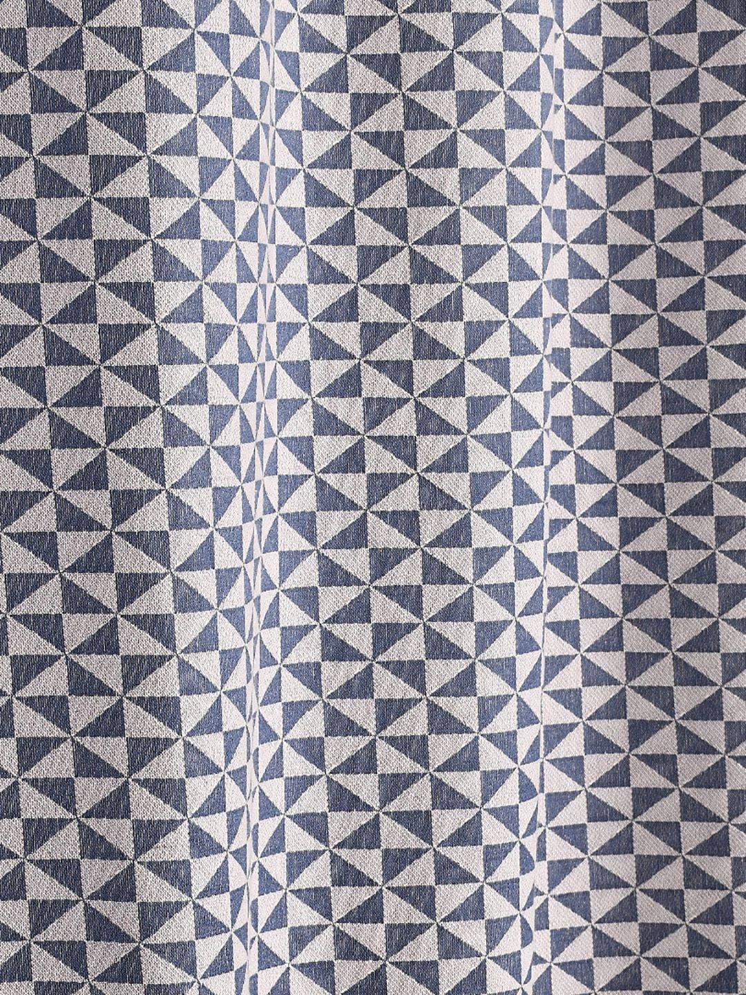 

Saral Home Blue & Off White 2 Pieces Geometric Room Darkening Cotton Window Curtain
