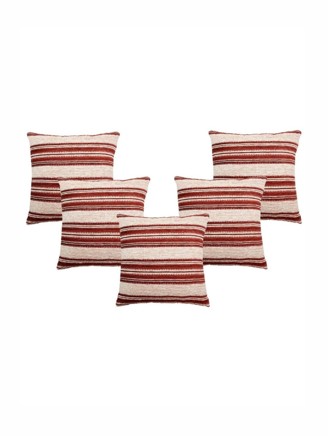 

Saral Home Maroon & Beige 5 Pieces Striped Square Cushion Covers