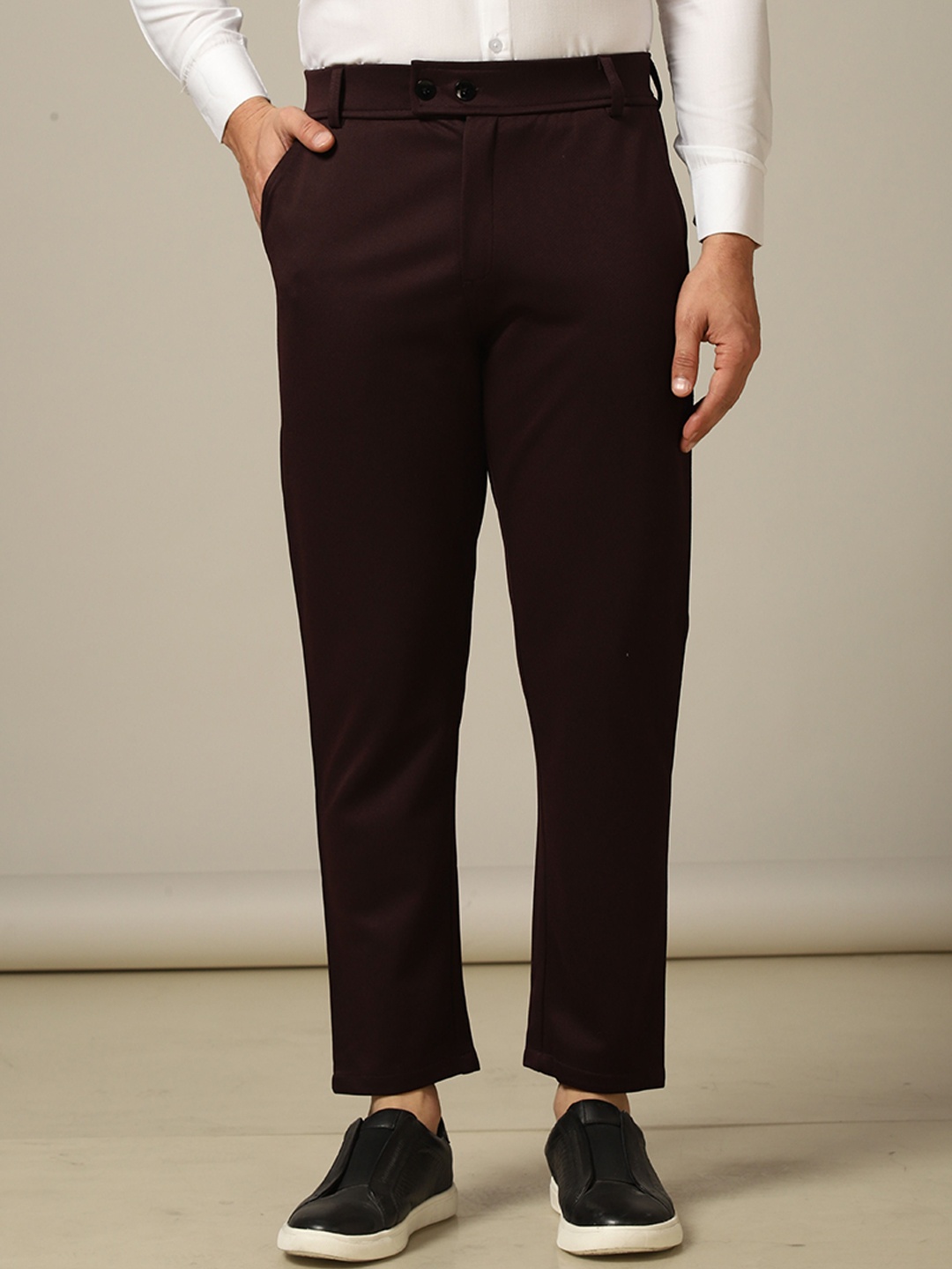 

TAGDO Men Easy Wash Regular Casual Trousers, Coffee brown