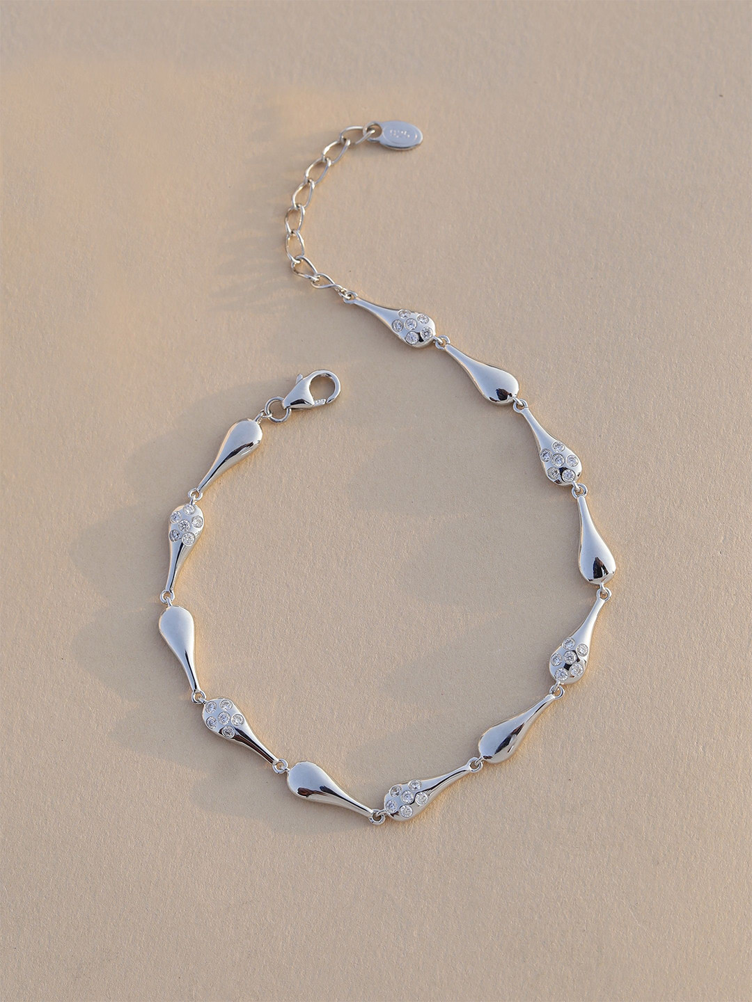 

DIAVO 925 Sterling Silver Rhodium-Plated Stone Studded Wraparound Bracelet