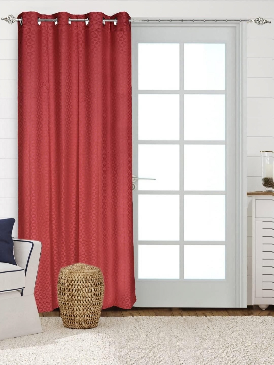 

Saral Home Rust Geometric Black Out Long Door Curtain