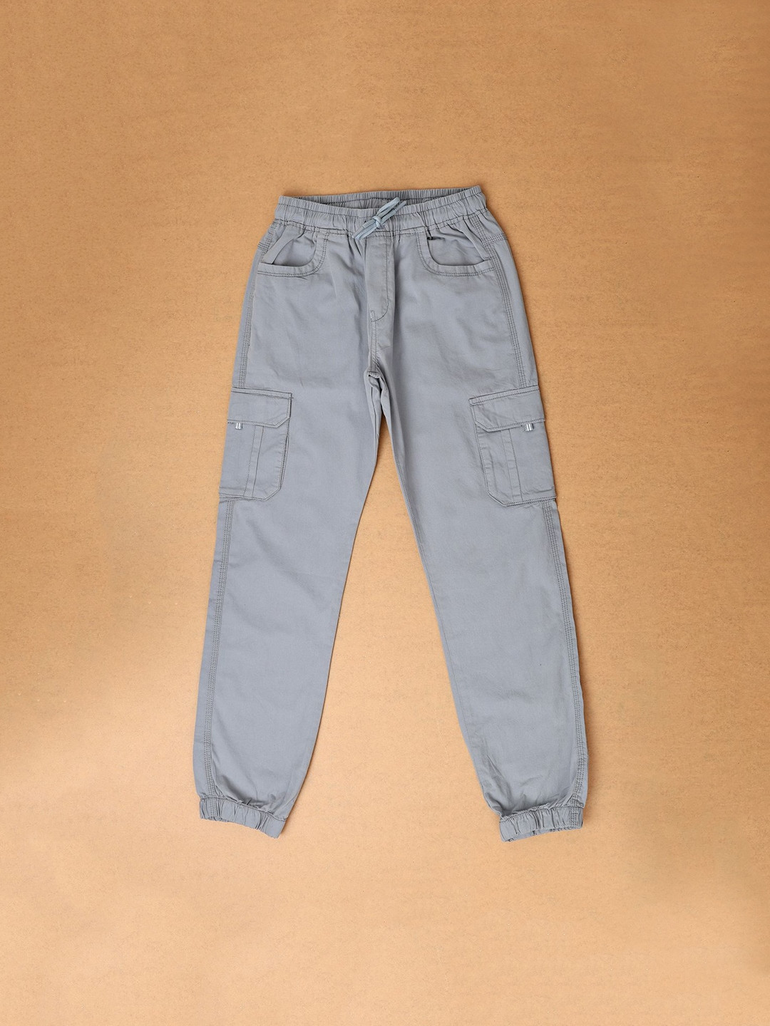 

V-Mart Boys Solid Mid-Rise Regular Fit Cargos, Grey