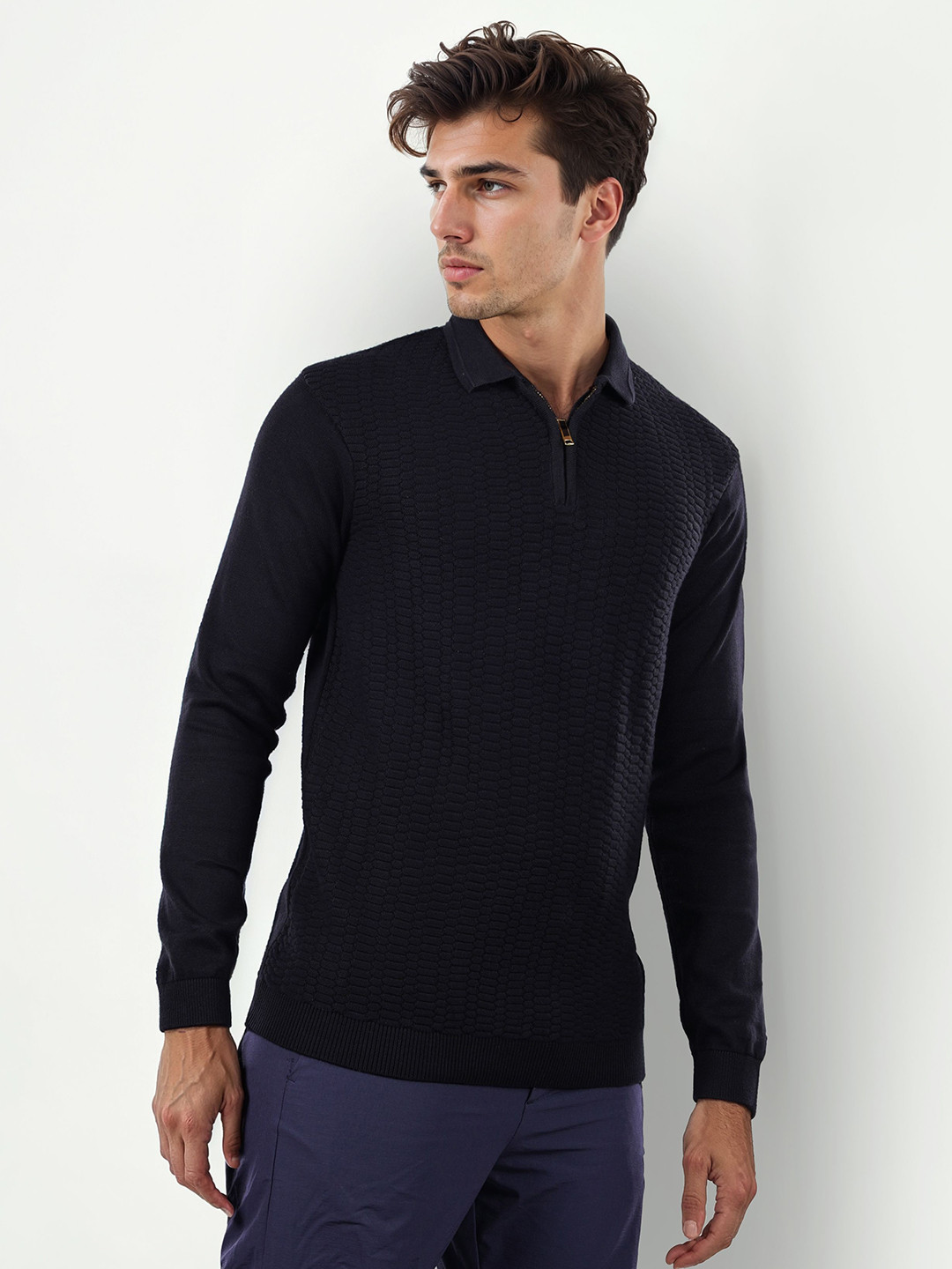 

Celio Men Solid Polo Collar Cotton T-shirt, Black