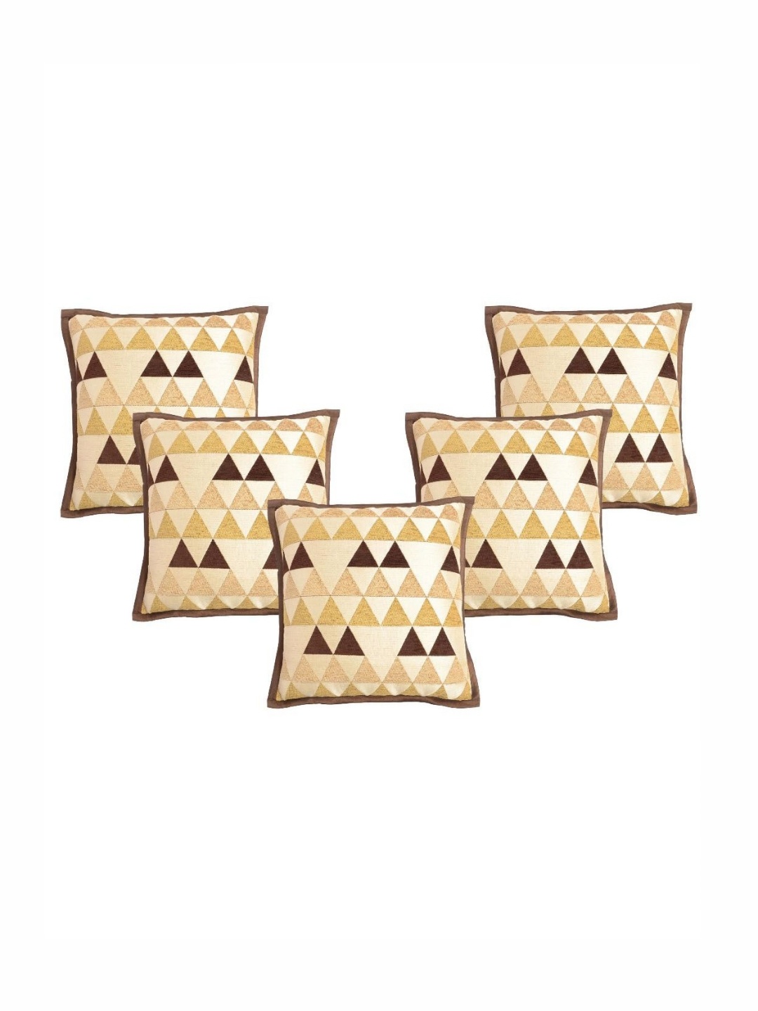 

Saral Home Brown & Beige 5 Pieces Geometric Square Cushion Covers