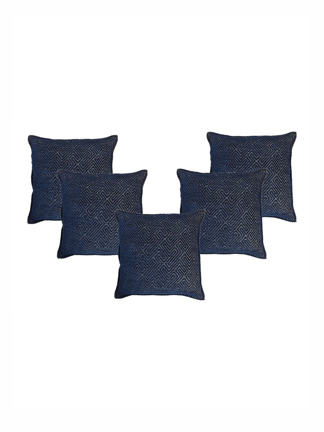 

Saral Home Navy Blue & Beige 5 Pieces Geometric Square Cushion Covers