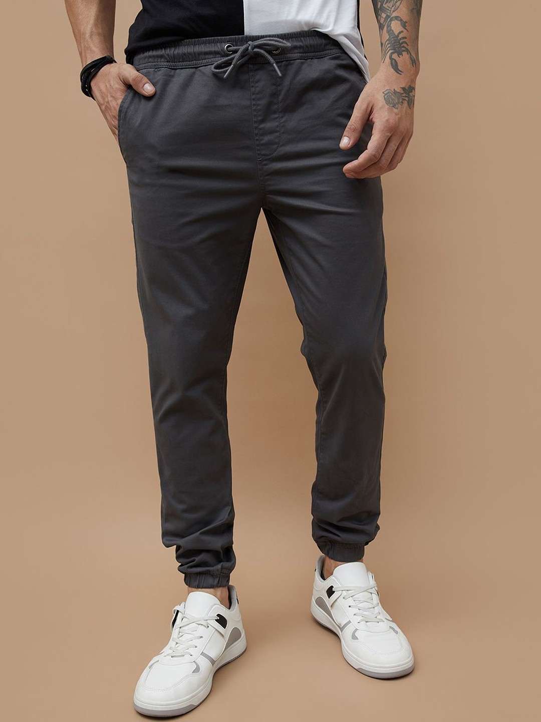 

Fame Forever by Lifestyle Men Tapered Fit Chinos Trousers, Grey