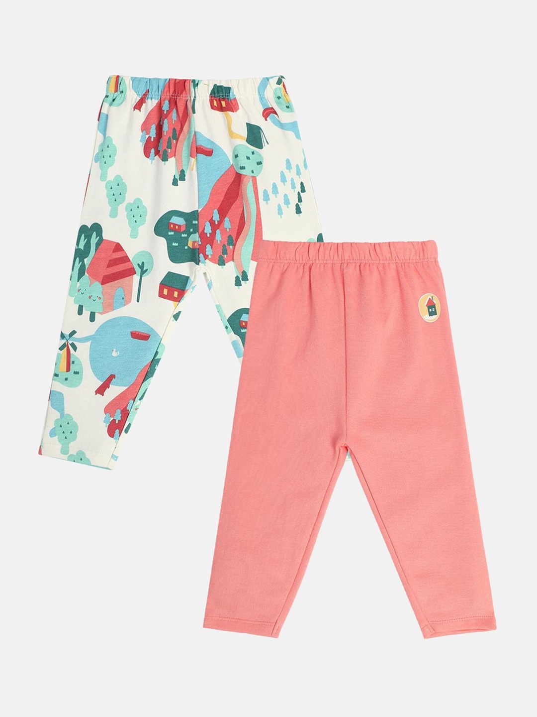 

MINI KLUB Printed Infant Girls Pack Of 2 Ankle-Length Leggings, White