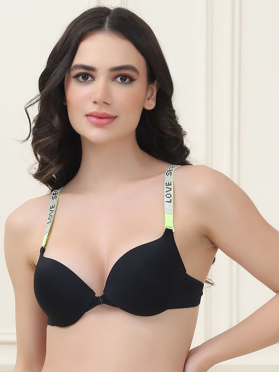 

PrettyCat Half Coverage Underwired Lightly Padded Push-up Bra, Black