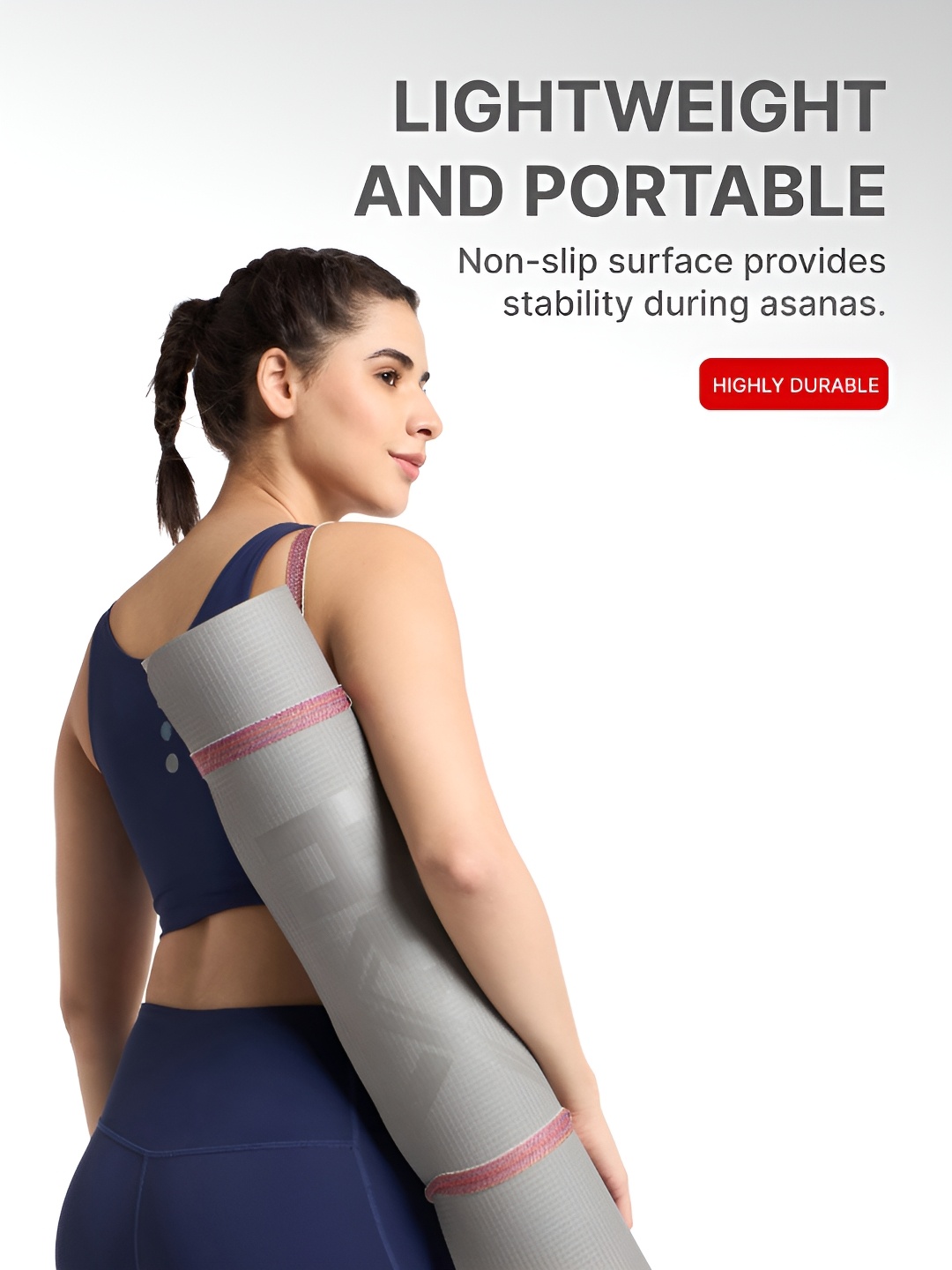 

HRX by Hrithik Roshan Grey Rectangular Anti Skid Yoga Mat