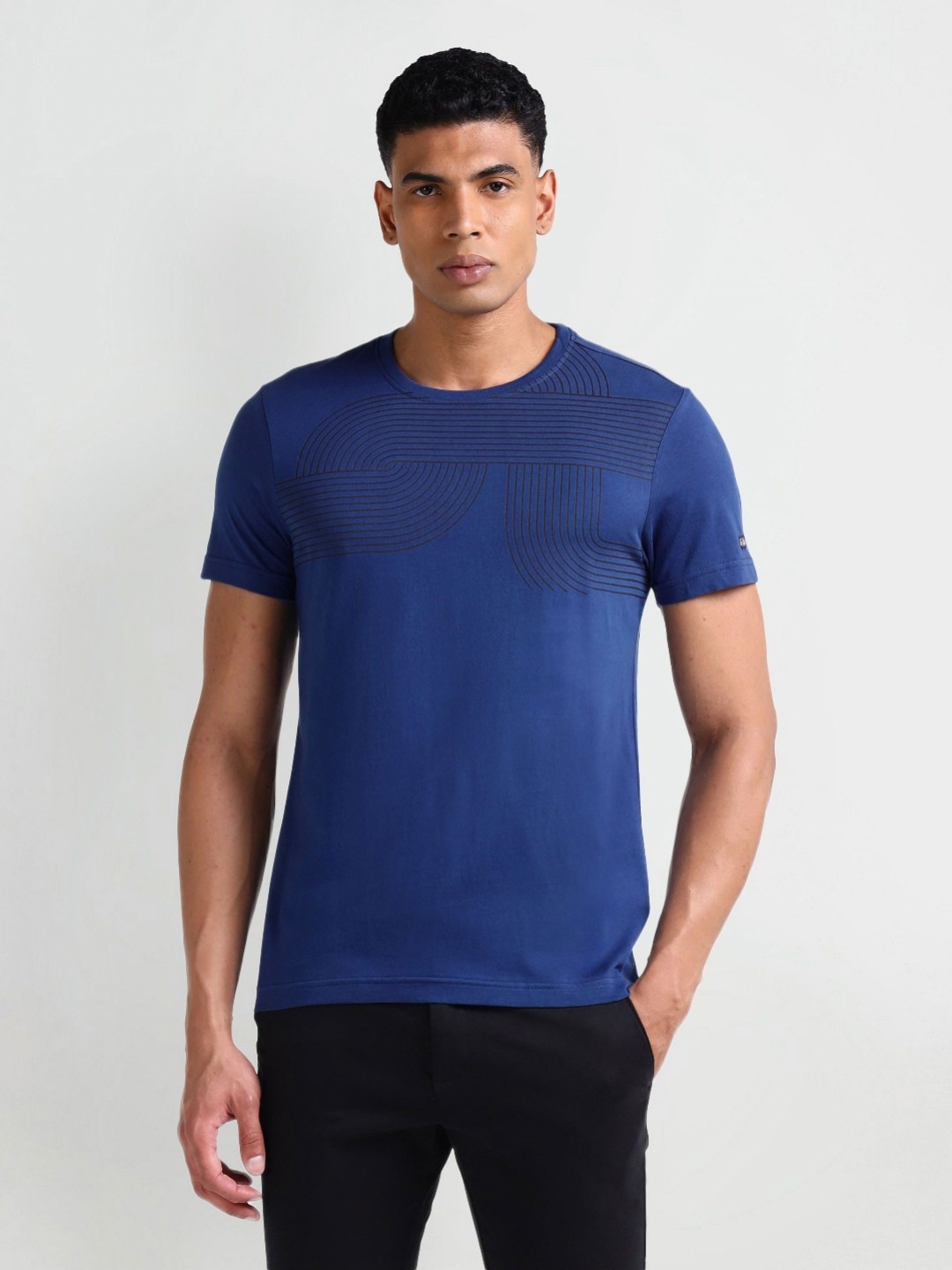 

Arrow Sport Men Graphic Printed Round Neck Cotton T-shirt, Blue