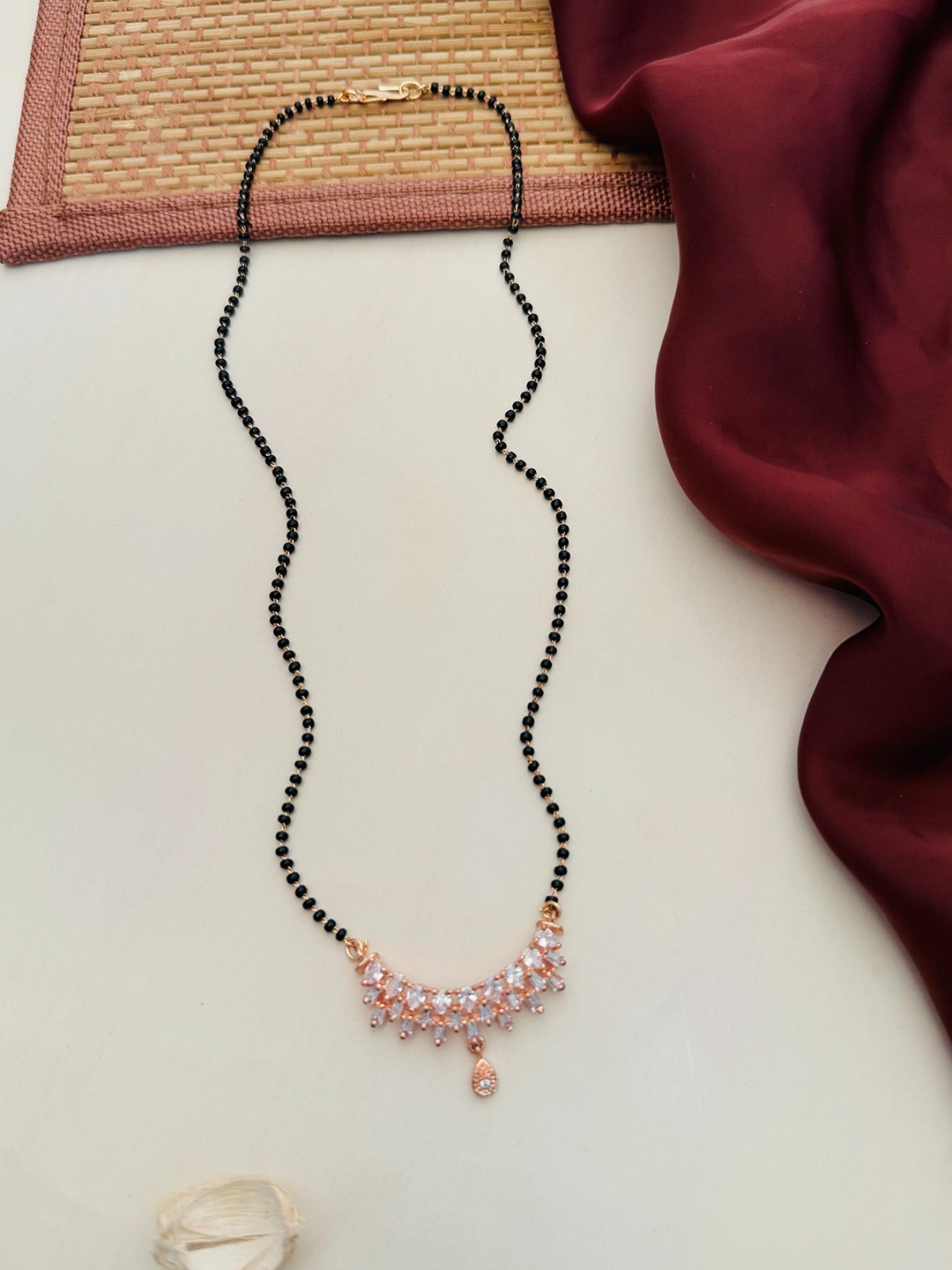 

Anouk Rose Gold-Plated Artificial Stones and Beads Mangalsutra