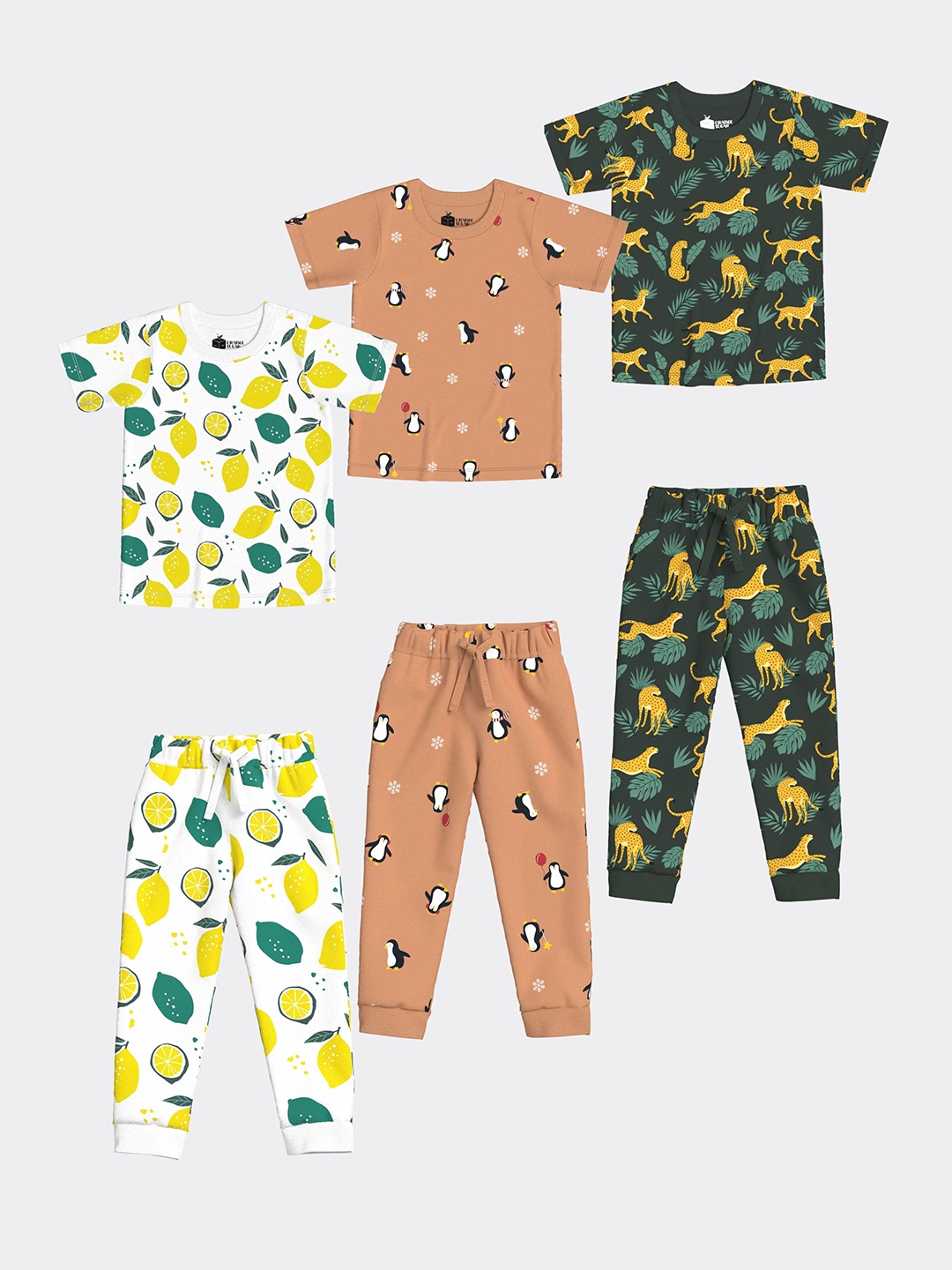 

Orange Sugar Kids Pack Of 3 Printed Round Neck Long Sleeves T-shirts With Pyjamas, White