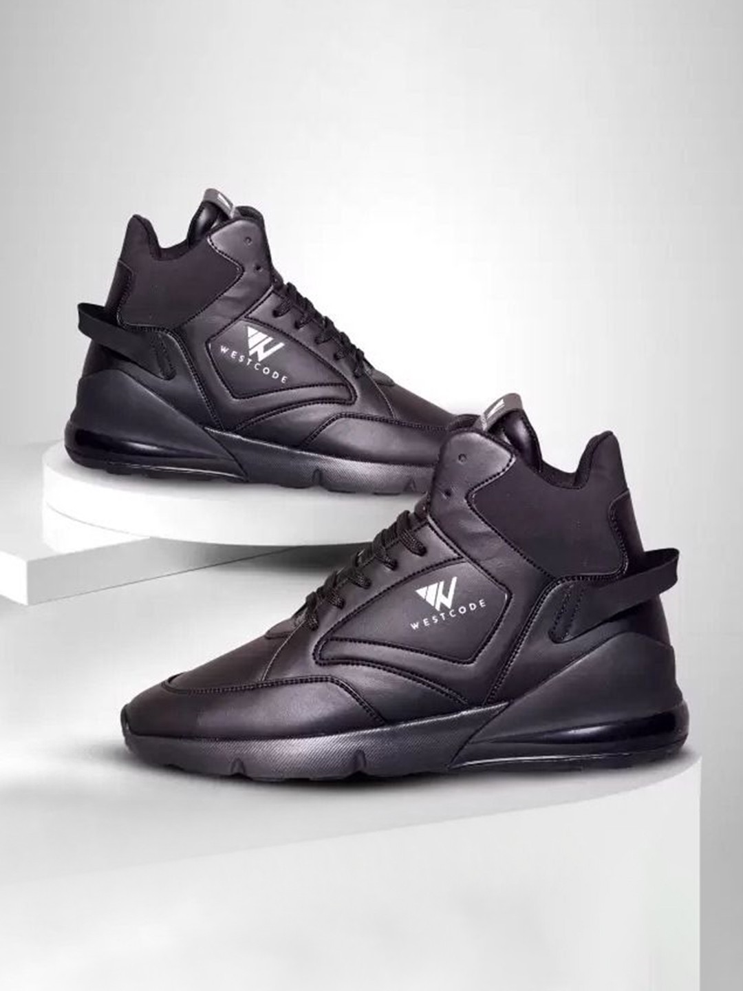 

The WestCode Men PU High-Top Sneakers, Black