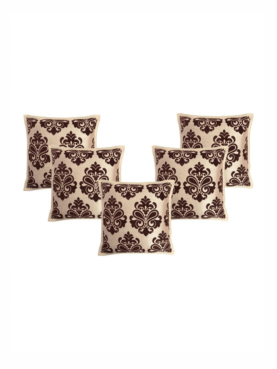 

Saral Home Brown & Beige 5 Pieces Ethnic Motifs Square Cushion Covers