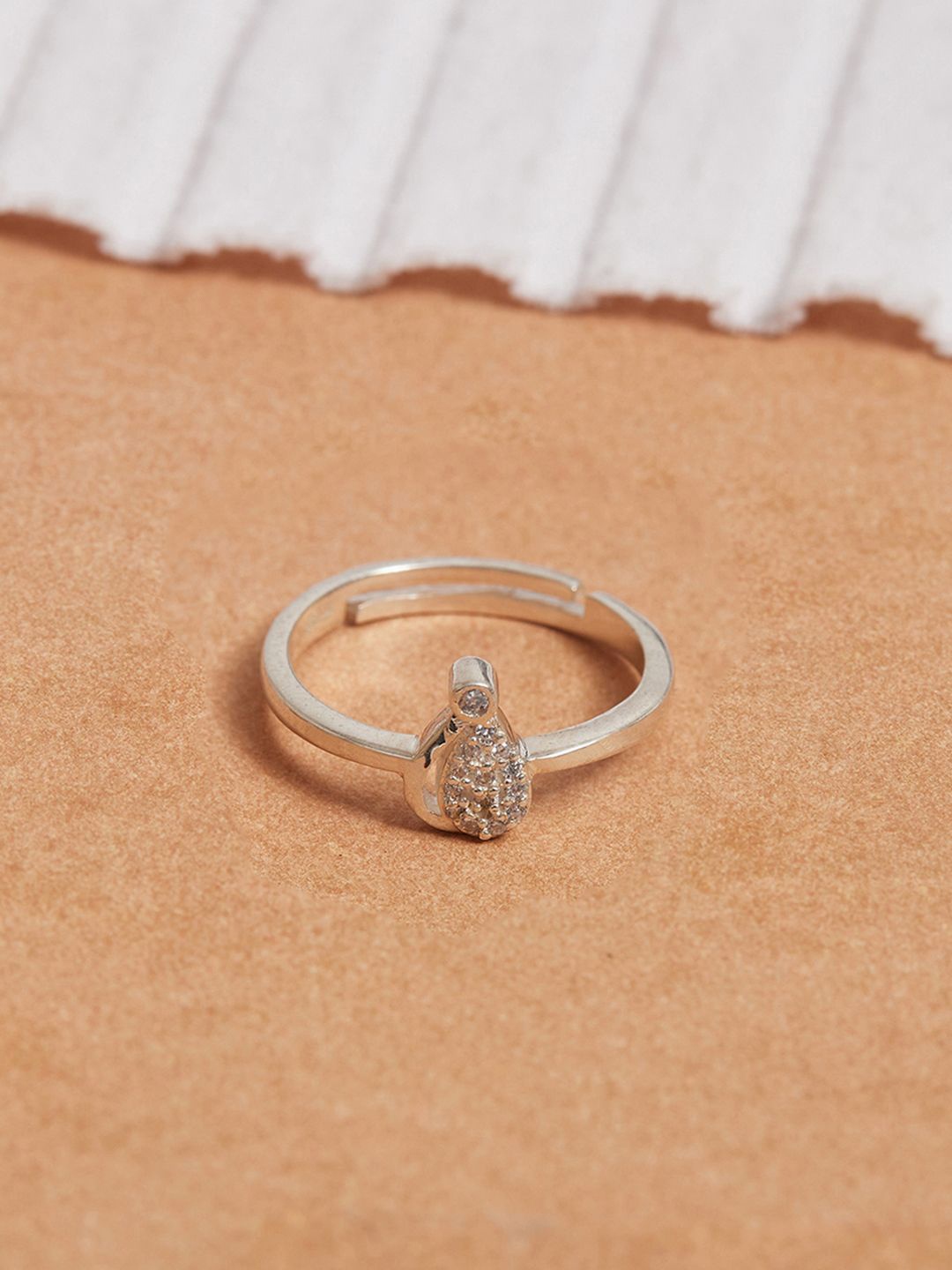 

House of Pataudi Rhodium Plated Sterling Silver CZ Studded Timeless Heart Shaped Ring