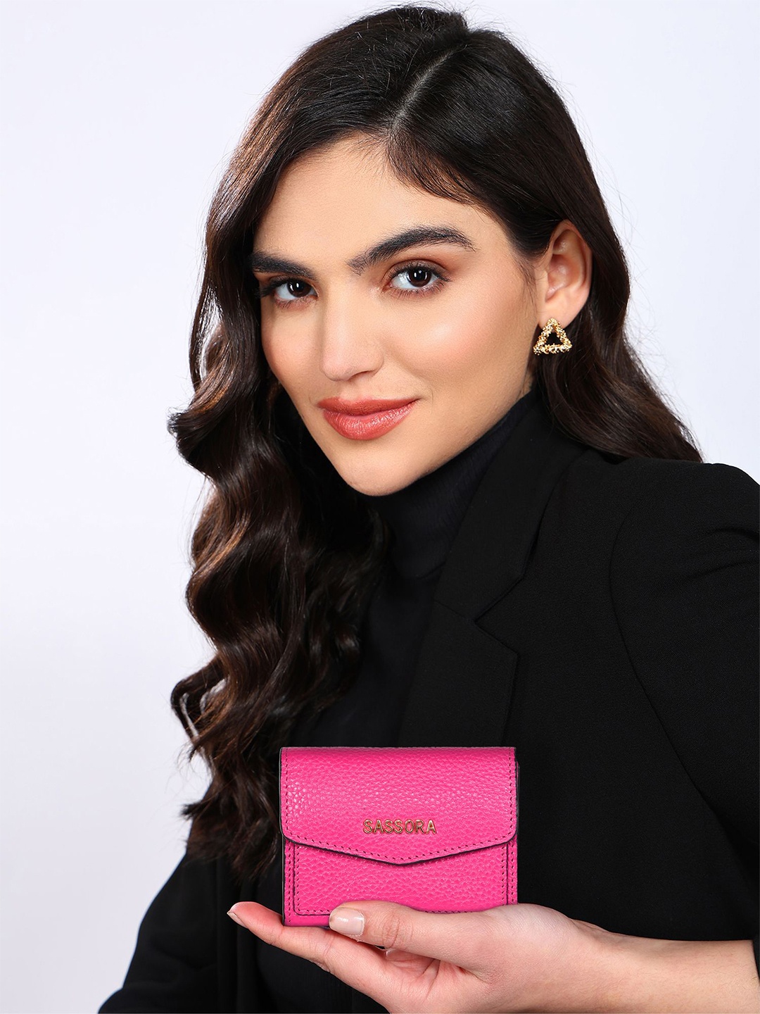 

Sassora Women Leather Card Holder, Magenta