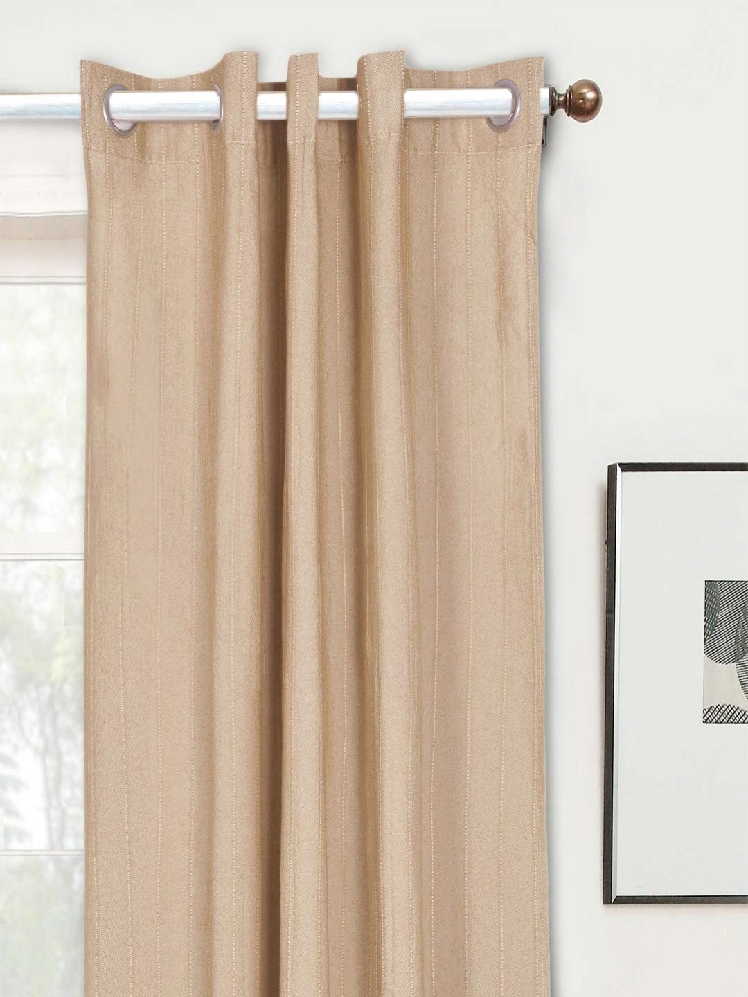 

Saral Home Beige Striped Room Darkening Window Curtain