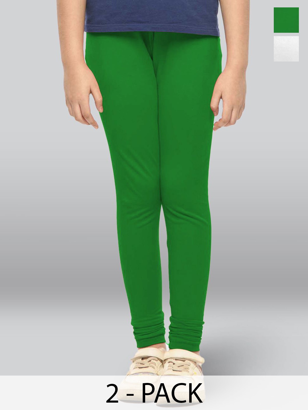 

LYRA Girls Pack Of 2 Cotton Ankle-Length Leggings, Green