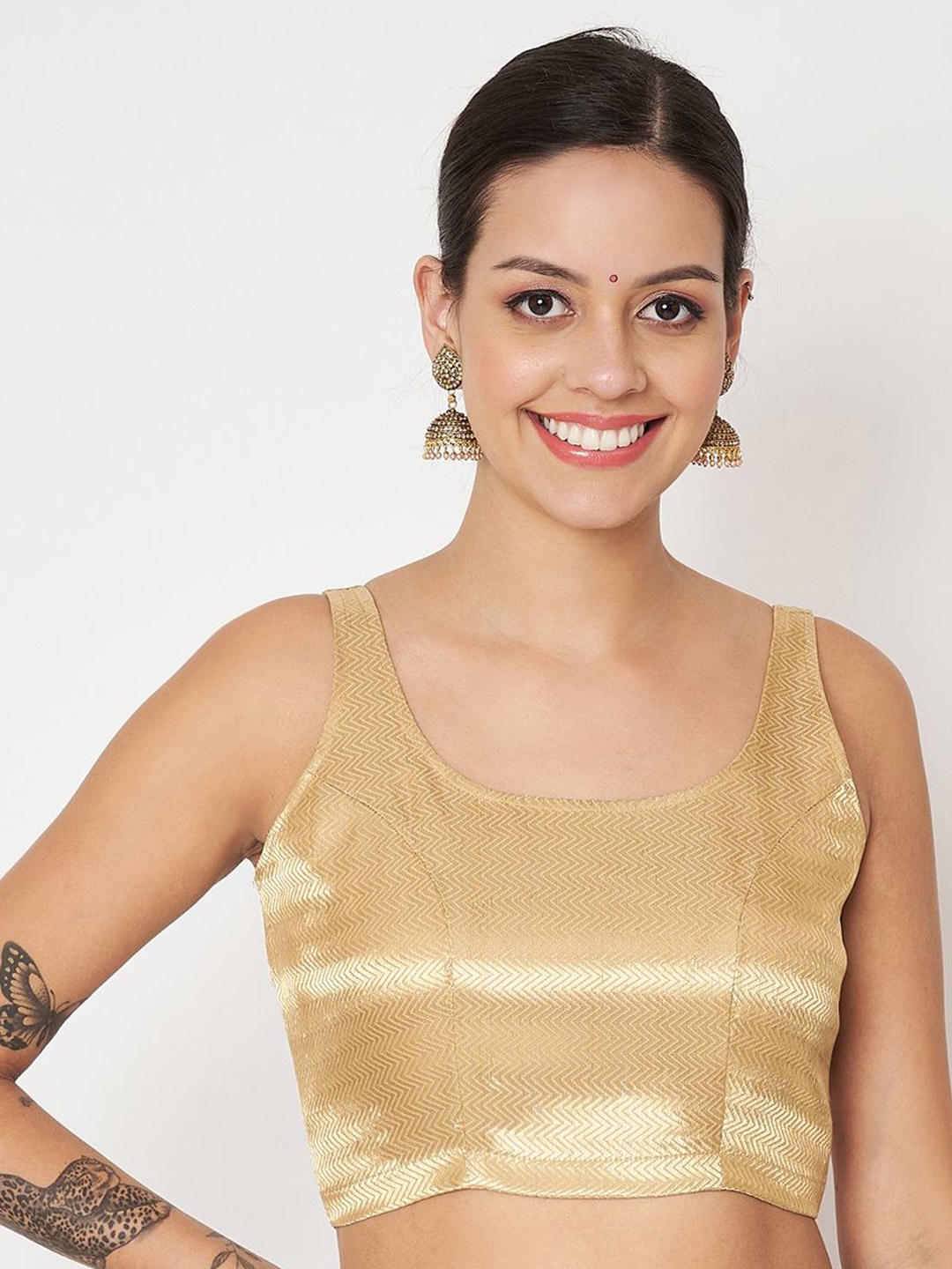 

studio rasa Women Ethnic Crop Top, Gold