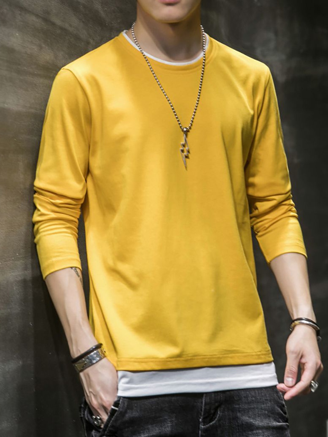 

StyleCast x Revolte Men Solid Round Neck Cotton T-shirt, Yellow