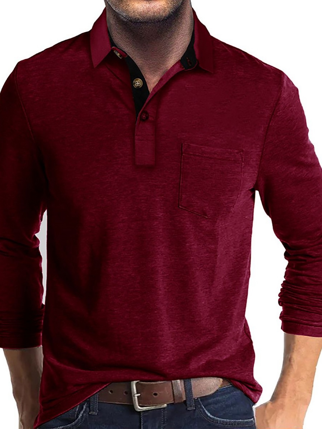 

StyleCast x Revolte Men Solid Polo Collar Cotton T-shirt, Maroon