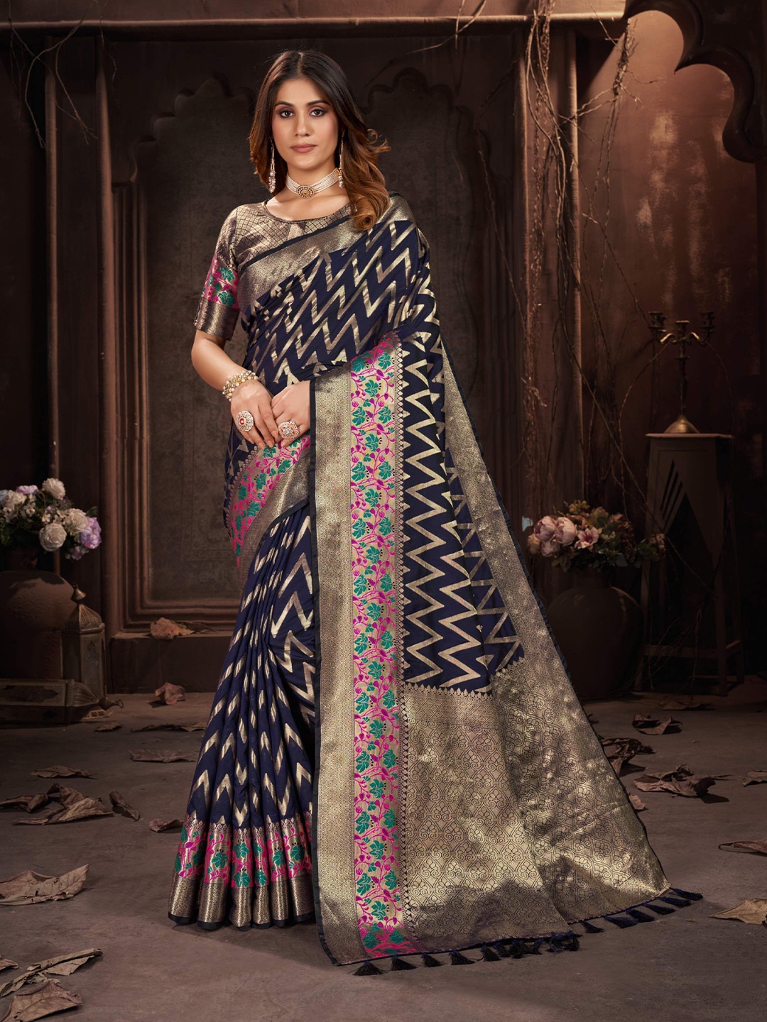 

Kriyansh Woven Design Zari Banarasi Saree, Blue