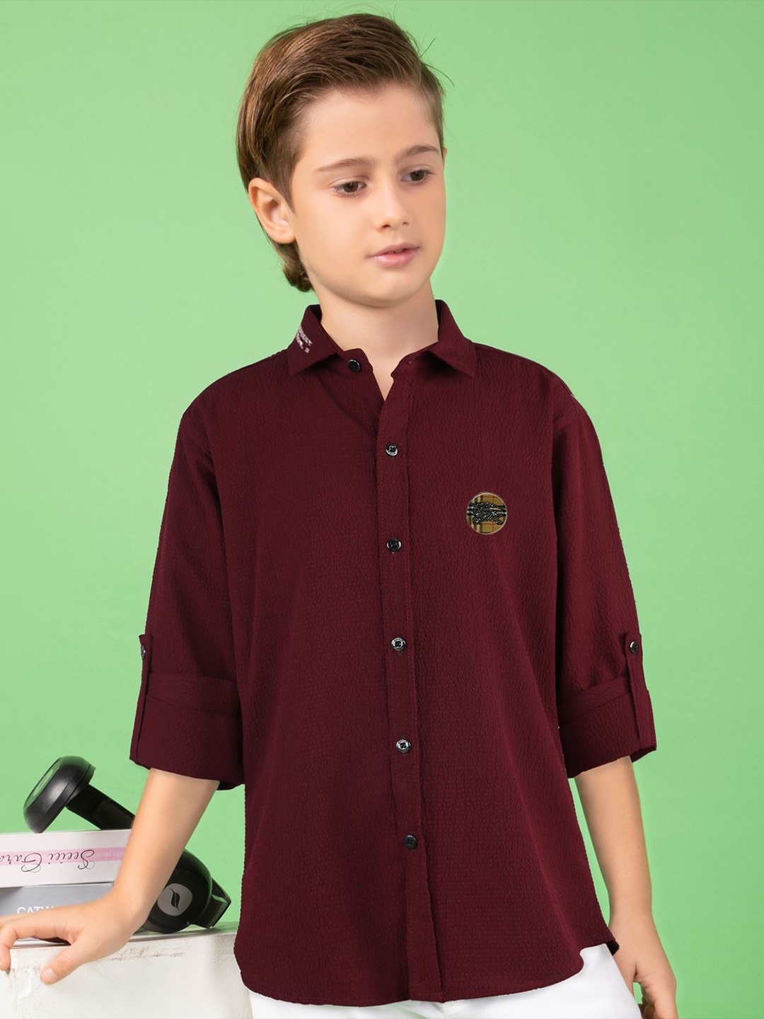 

MashUp Boys Classic Opaque Casual Shirt, Maroon