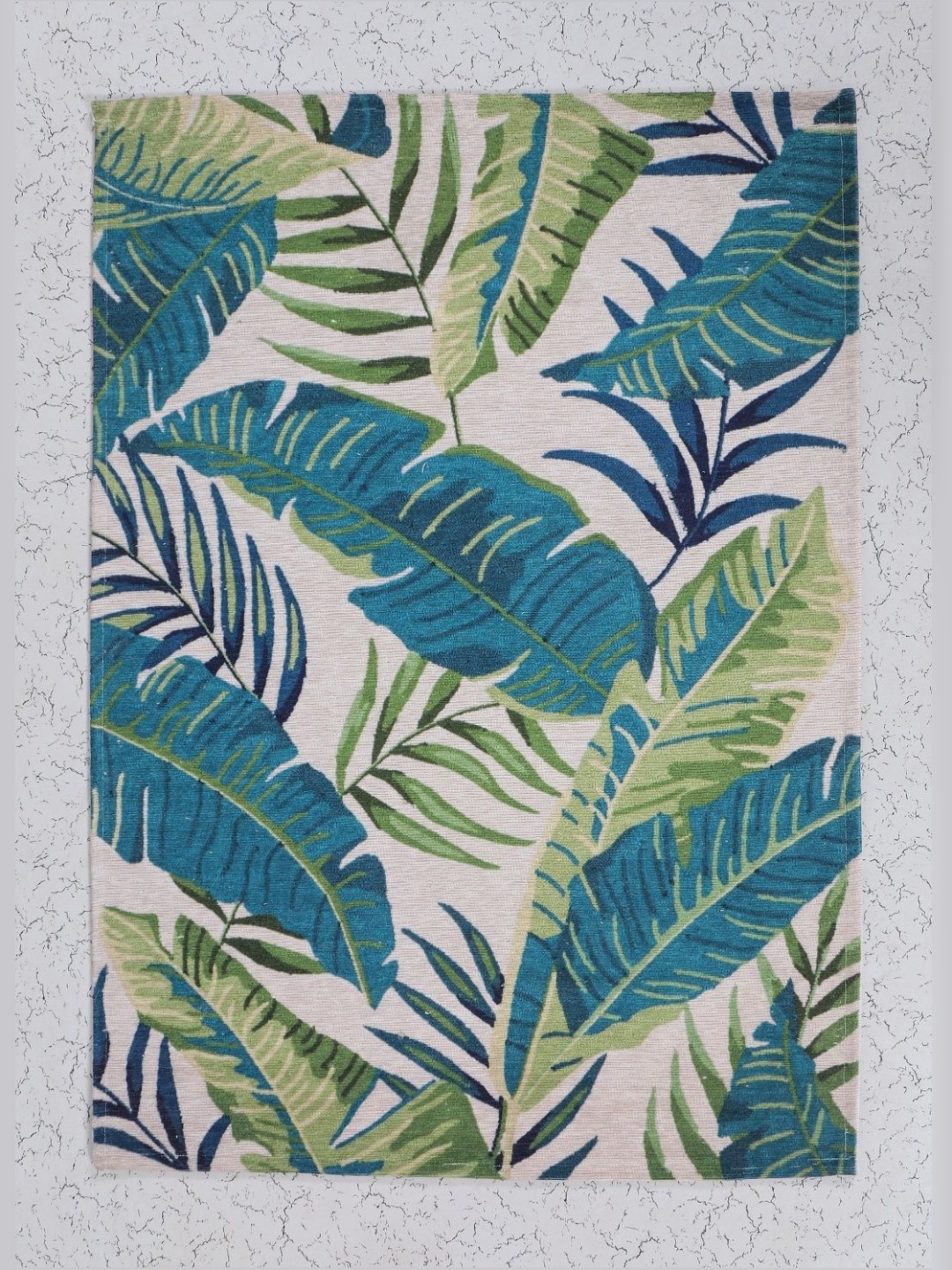 

BELLA TRUE Beige & Green Printed Anti-Skid Doormat