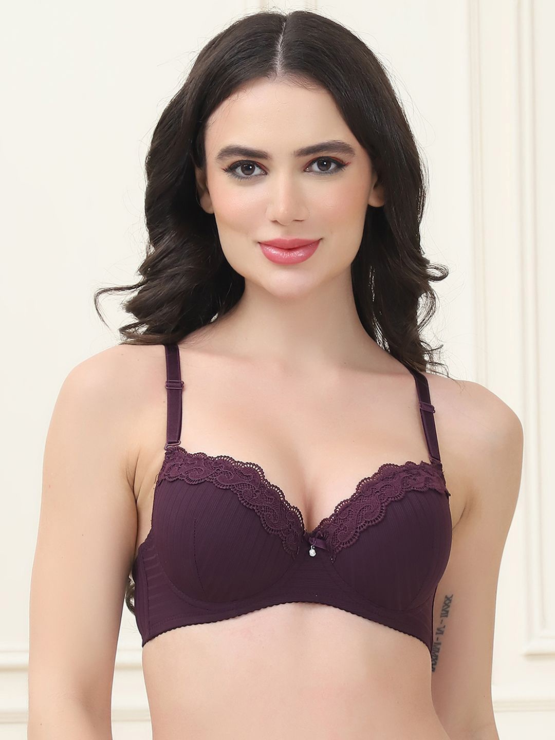 

PrettyCat Medium Coverage Underwired Lightly Padded T-shirt Bra, Burgundy