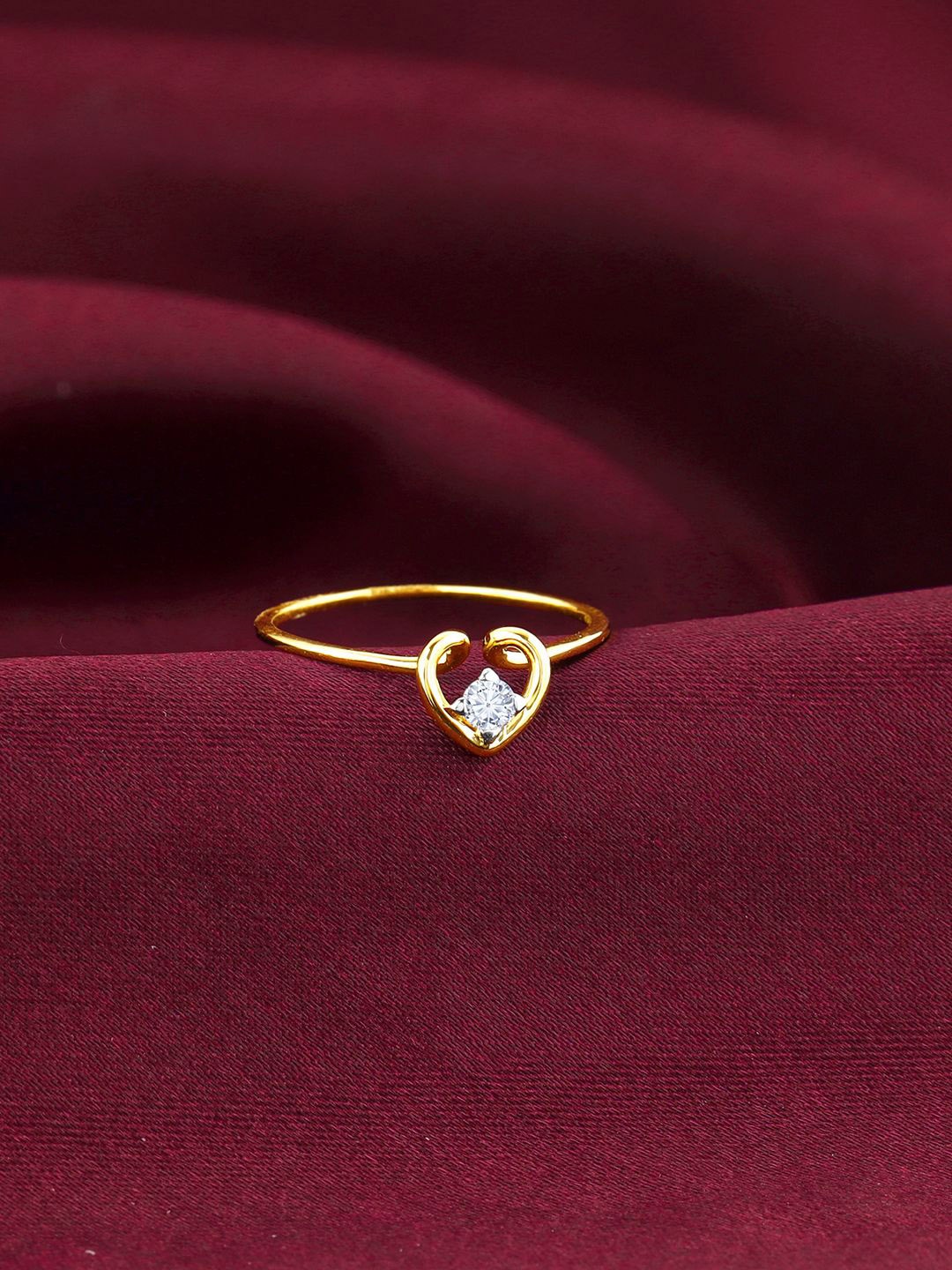 

GIVA 14KT Gold Symphony Of Love Diamond-Studded Finger Ring