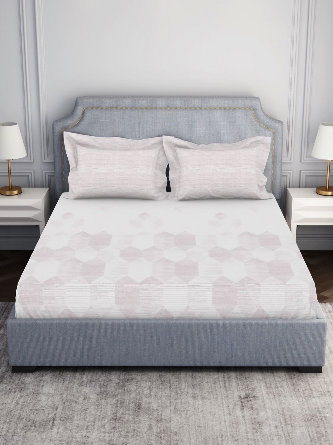 

SPACES tonalelgence Violet 100% Cotton 144 TC Queen Bedsheet with 2 Pillow Covers