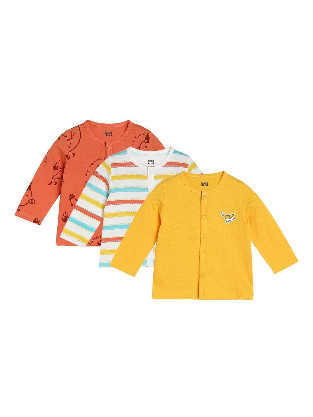 

MINI KLUB Boys Pack Of 3 Printed Jhabla, Orange