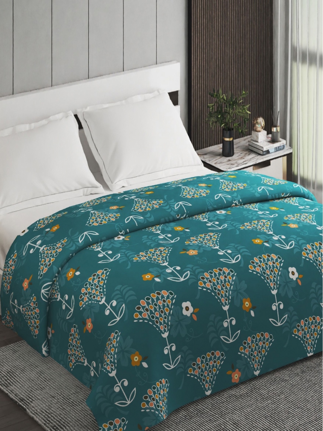 

Home Centre Corsica Junipe Teal Ethnic Motifs Microfiber 150 GSM Double Bed Comforter