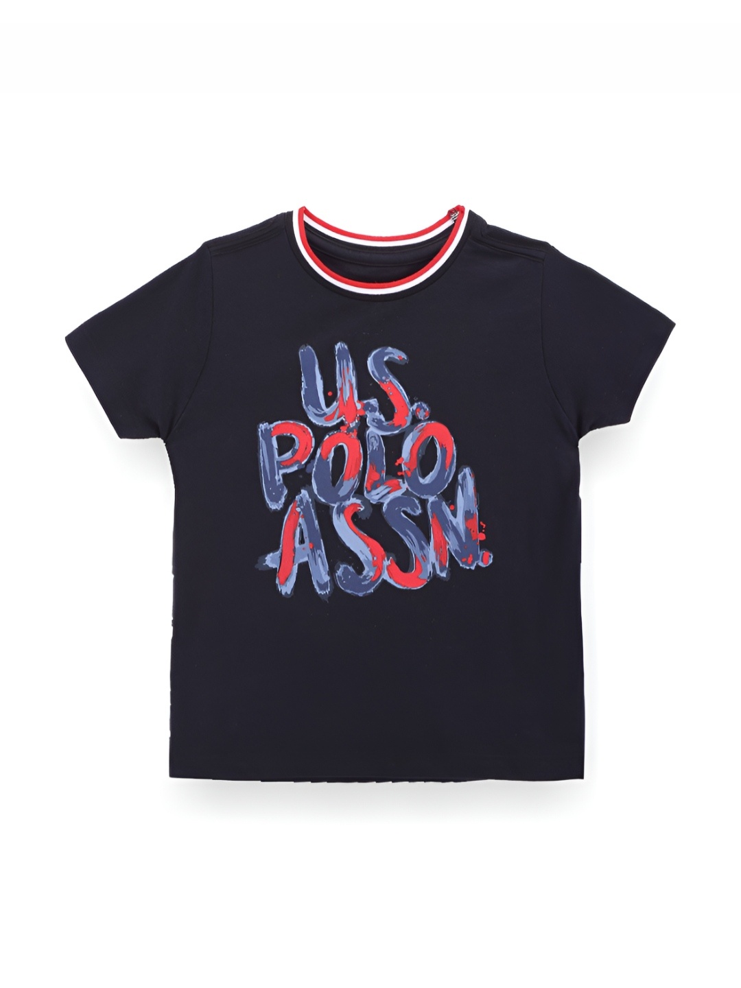 

U.S. Polo Assn. Kids Boys Typography Printed Round Neck Cotton T-shirt, Blue