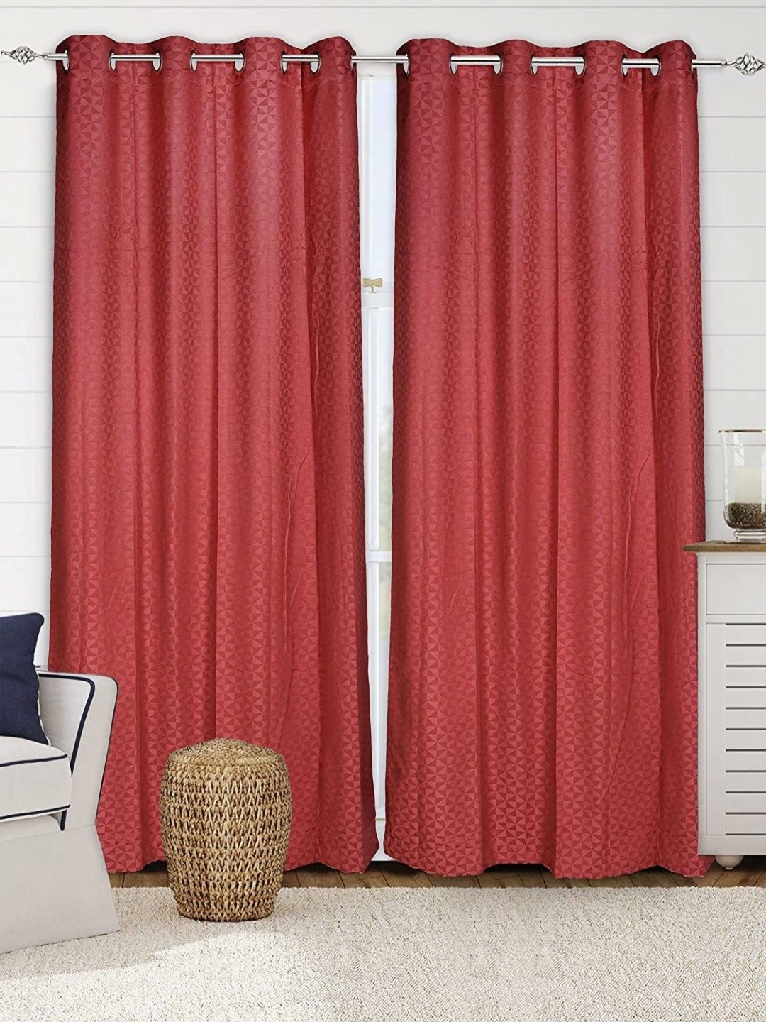 

Saral Home Rust 2 Pieces Geometric Black Out Cotton Long Door Curtain