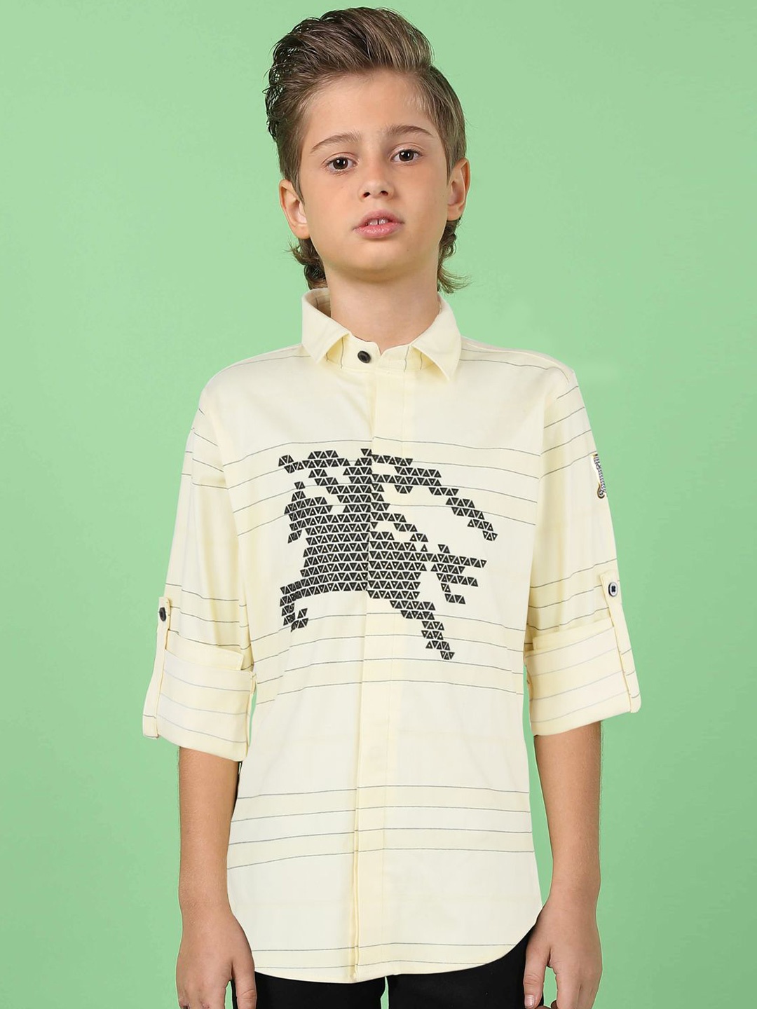 

MashUp Boys Classic Opaque Printed Casual Shirt, Yellow