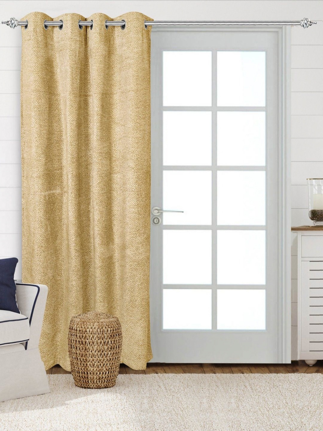 

Saral Home Gold-Toned Geometric Black Out Door Curtain