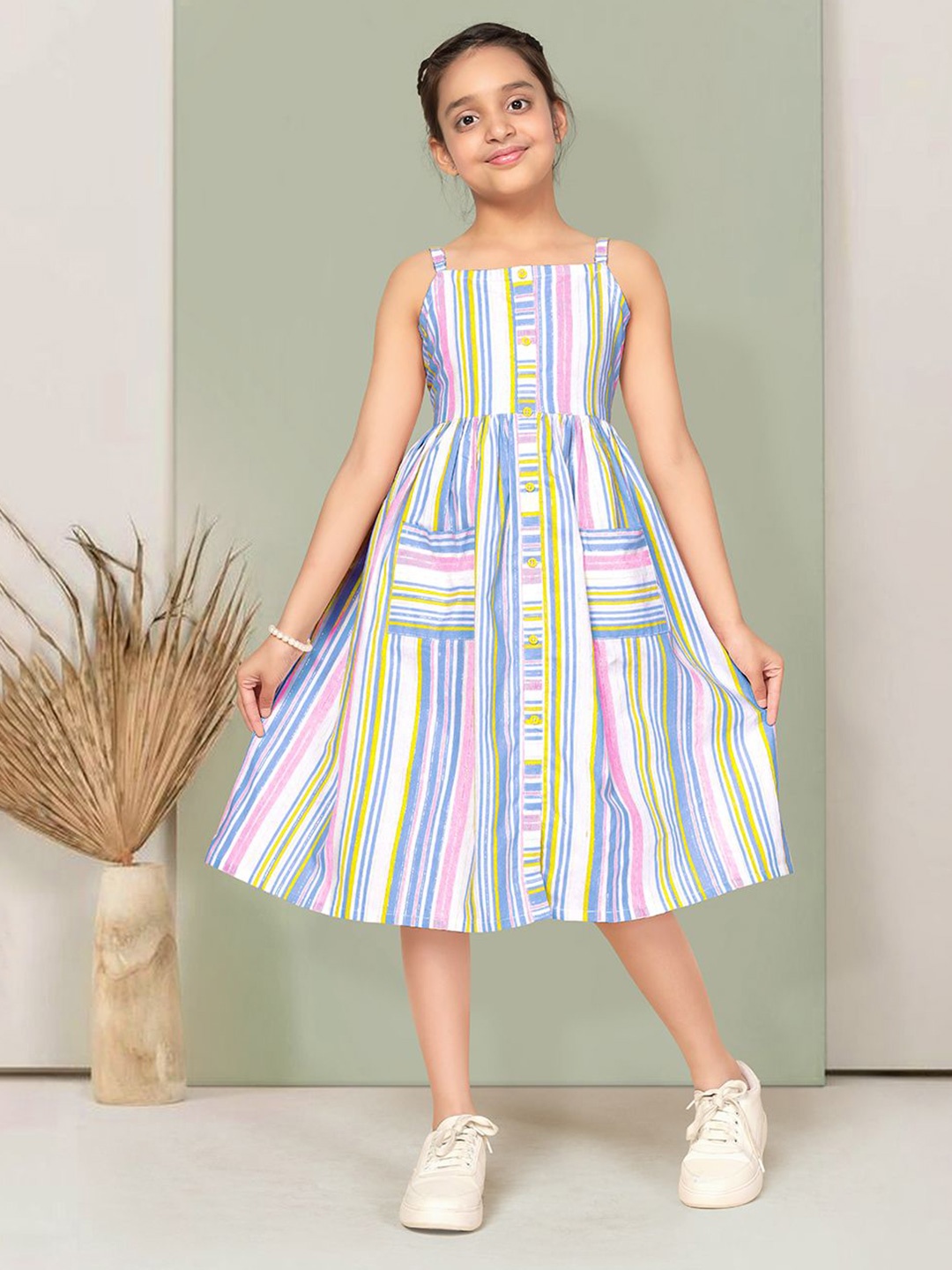 

FASHION DREAM Girls Striped A-Line Dress, Multi