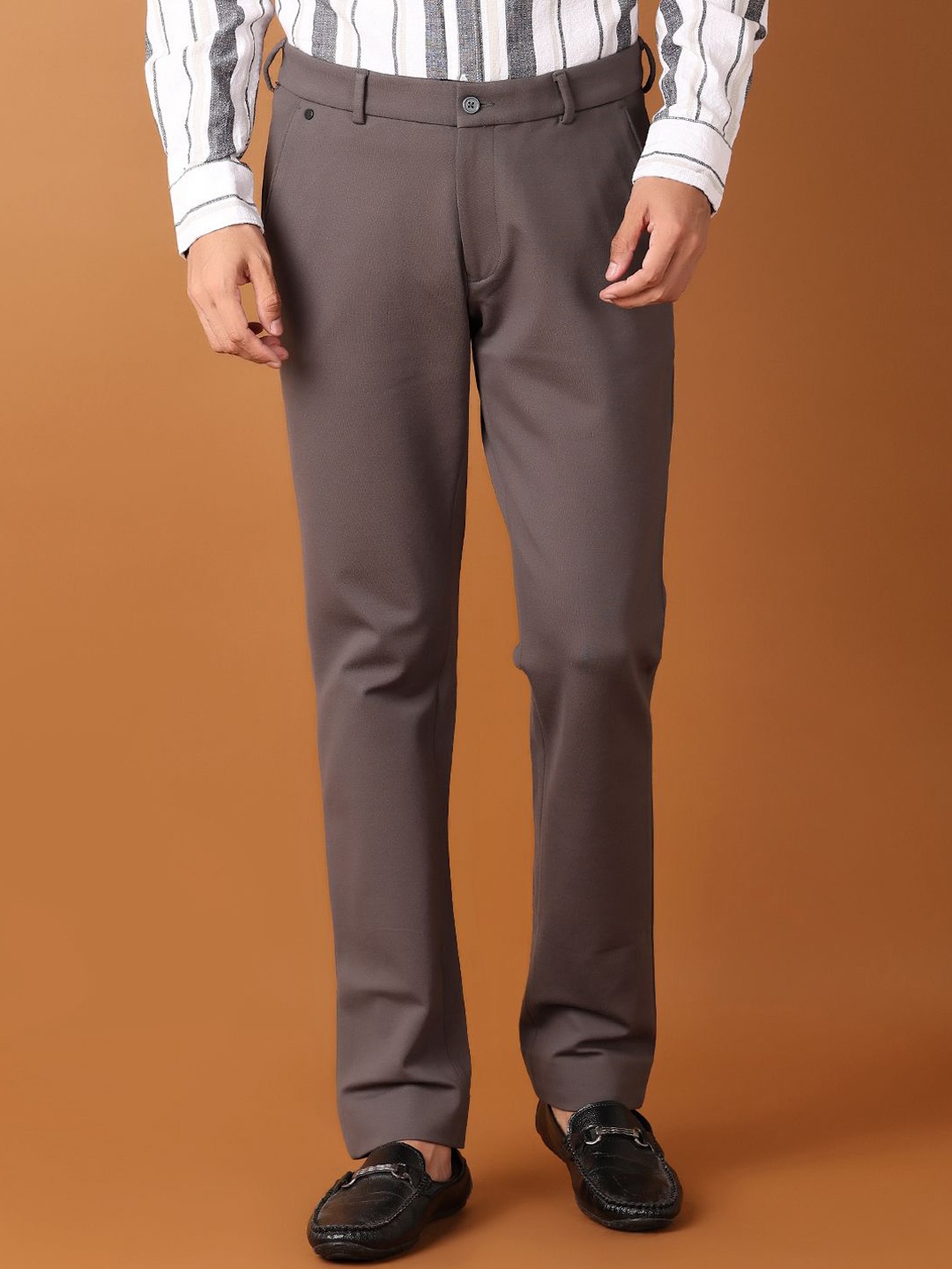 

V-Mart Men Solid Slim Fit Formal Trousers, Grey