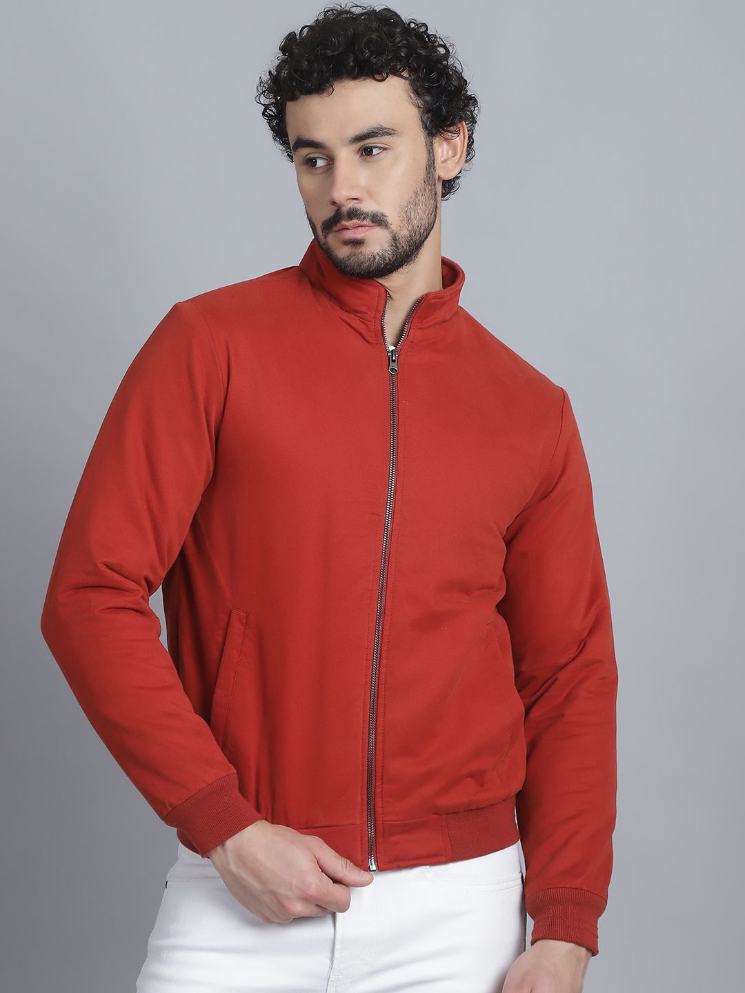 

HOUSE OF VEDAS Men Lightweight Biker Jacket, Rust