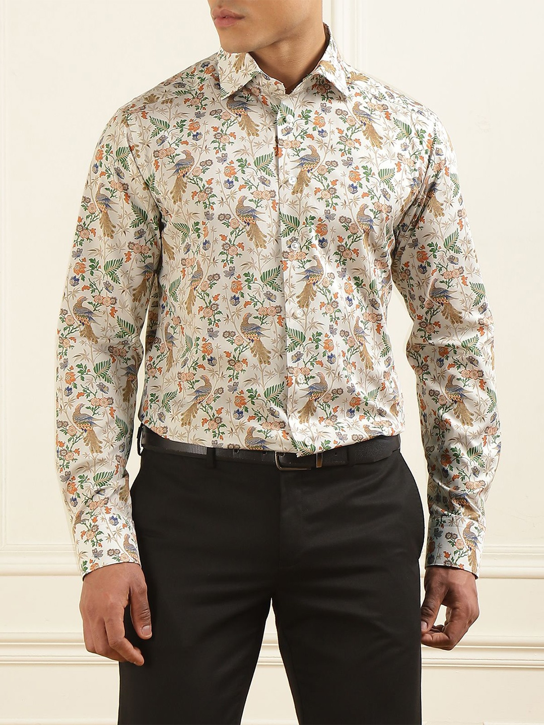 

Eton Men Slim Fit Opaque Printed Formal Shirt, White