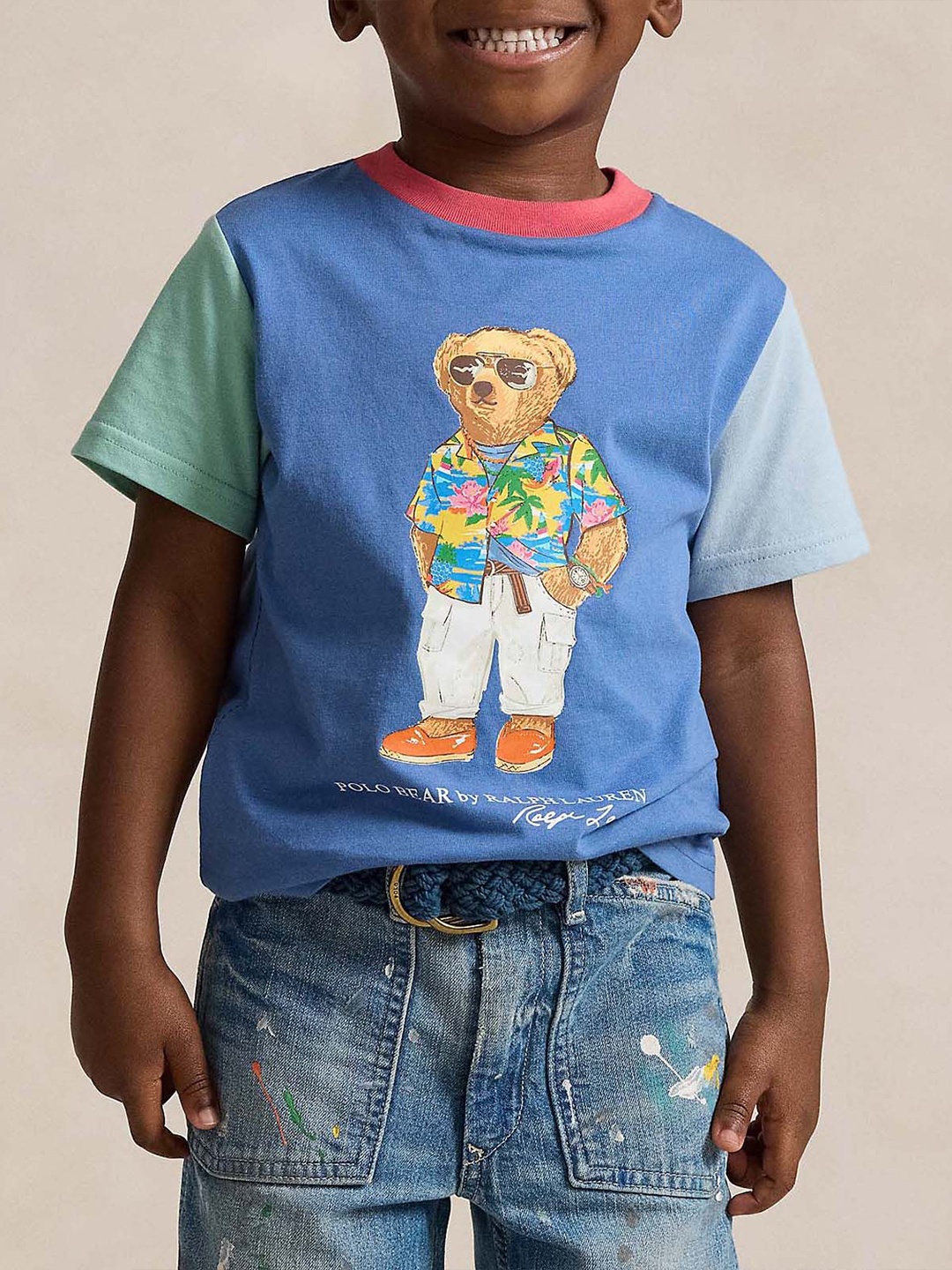 

Polo Ralph Lauren Boys Printed Round Neck Cotton Tshirts, Blue