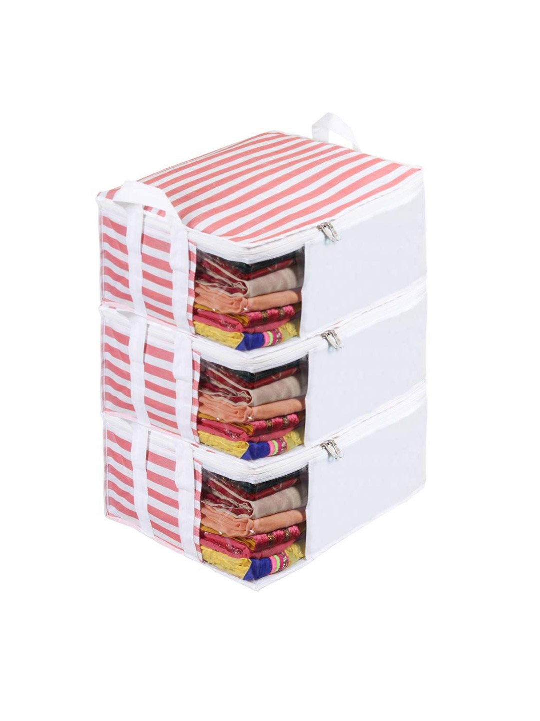 

prettykrafts Peach-Coloured Set of 3 Regular Drawer Organiser Organisers