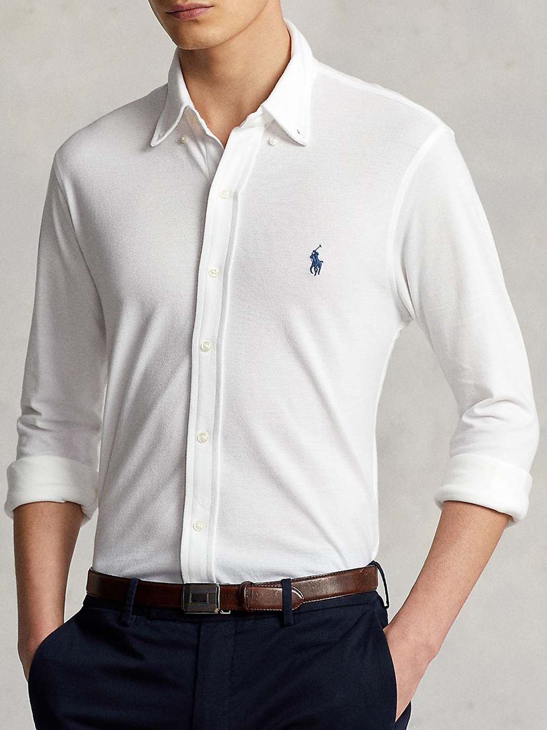 

Polo Ralph Lauren Men Pure Cotton Slim-Fit Shirts, White