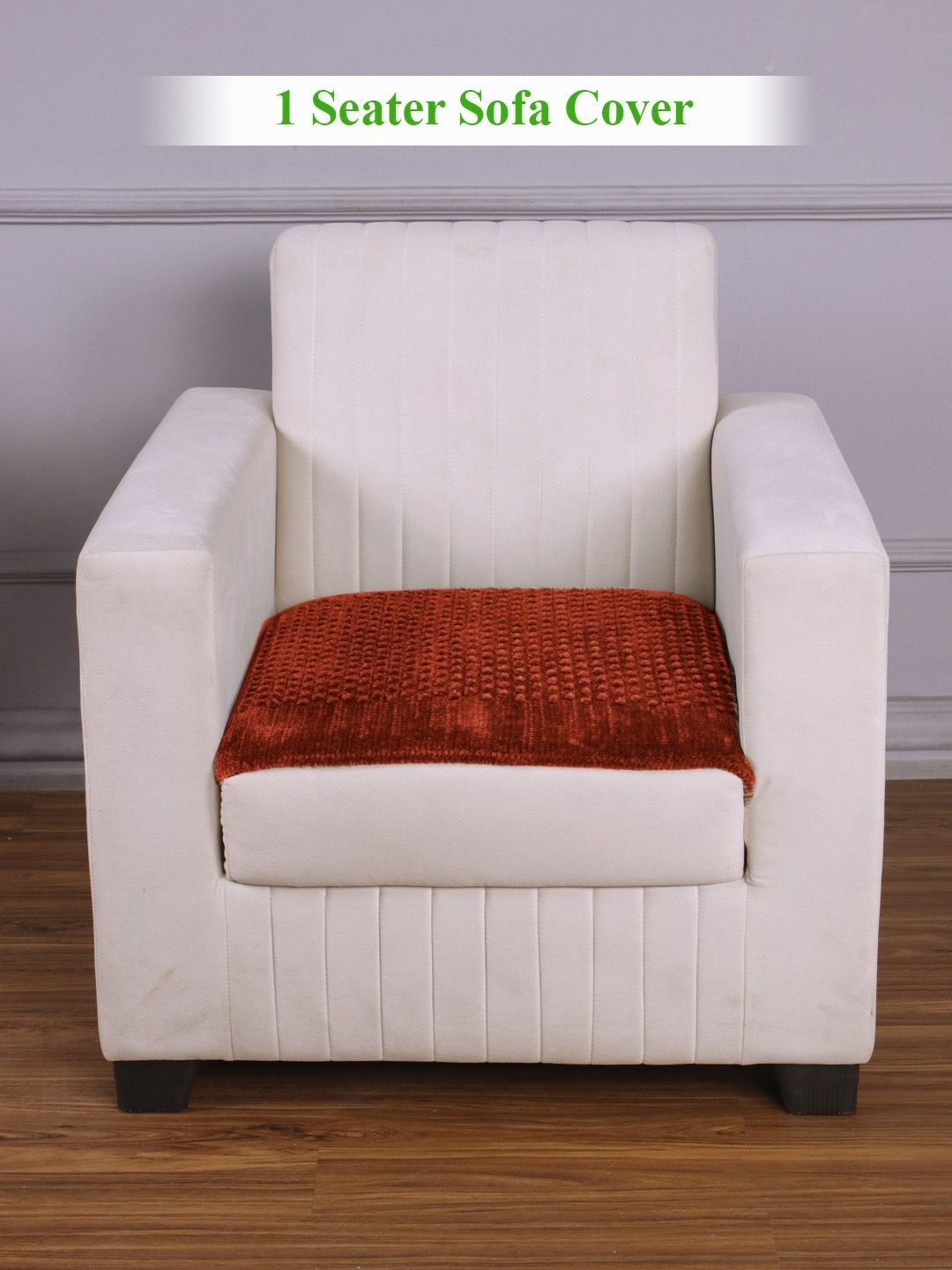 

HOKIPO Brown Handloom Made Thick Reversible Poly Velvet 1 Seater Sofa Cover