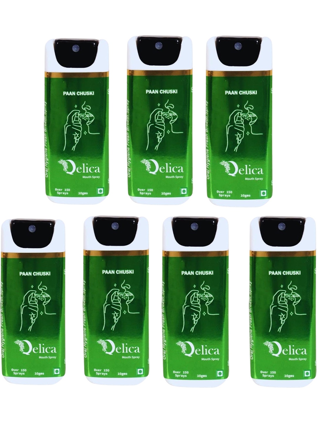 

Qelica Set Of 7 Paan Chuski Fresh Breath Spray-10g Each, Green